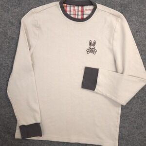 Psycho Bunny Shirt Mens M White Gray Thermal Waffle Knit Long Sleeve Outdoor